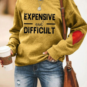 Casual Crew Neck Text Letters Sweatshirt, Hoodies & Sweatshirts, color:Yellow|size:3XL, Noracora