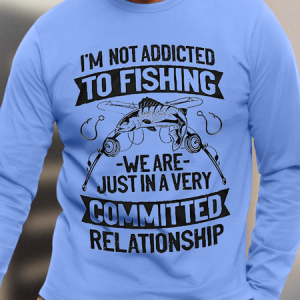 Men's Funny Fishing T-Shirt Addicted to Fishing Gift Shirt Fisherman Shirt, color:Light Blue|size:3XL, Lilicloth.com