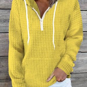 Casual Hoodie Plain Hoodie, Hoodies & Sweatshirts, color:Yellow|size:5XL, Noracora