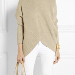 Simple Loose Plain Long Sleeve Sweater, Sweaters, color:Apricot|size:XXL, Stylewe