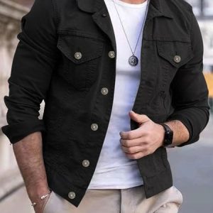 Regular Sleeve Loose Casual Trench Coat, Jackets, color:Black|size:3XL, JustFashionNow