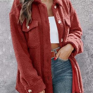 Casual Plain Shawl Collar Regular Fit Teddy Jacket, Coats, color:Wine Red|size:XXL, JustFashionNow