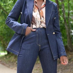 Lapel Collar Plain Regular Fit Urban Faux Denim Coat, Jackets, color:Blue|size:XXL, Stylewe