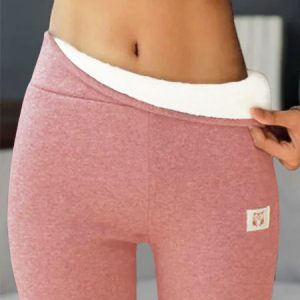 Women's - Basics Fleece Lined High Waist Skinny Soft Clouds Leggings, Leggings, color:Pink|size:6XL, JustFashionNow