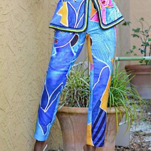 Urban Regular Fit Abstract Fashion Pants, Pants, color:Blue|size:XXL, Stylewe