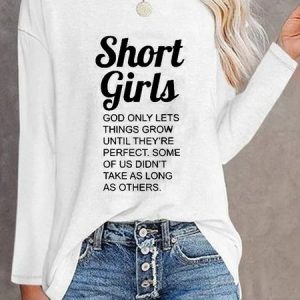 Casual Text Letters Loose Crew Neck Long Sleeve T-Shirt TUNIC, Long sleeves, Lilicloth.com