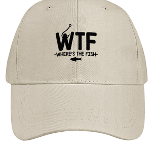 Men's /Women's WTF - Where's The Fish Graphic Printing Regular Cotton Fit Adjustable Hat, color:Khaki|size:One-size, Lilicloth.com