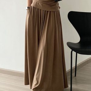 Simple Regular Fit Plain Urban Skirt, Skirts, color:Khaki|size:XS, Stylewe