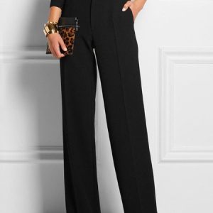 Work Plain Simple Fashion Straight Pants, Pants, color:Black|size:XS, Stylewe