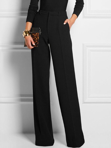 Work Plain Simple Fashion Straight Pants, Pants, color:Black|size:XS, Stylewe