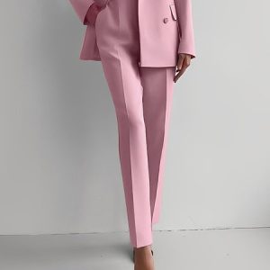 Plus Size Plain Regular Fit Urban Pants, Plus Bottoms, color:Pink|size:4X, Stylewe