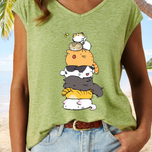 Women's Cute Cats Animal Lover Simple Tank Top, Tank Tops, Lilicloth.com