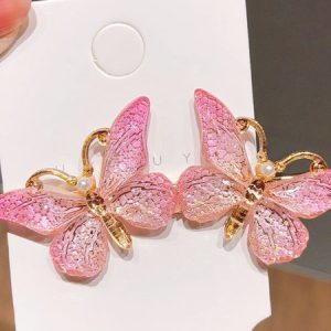 Women's Acrylic Butterfly Barrette Mori Duckbill Clip, Hair Accs, color:Pink|size:One-size, Noracora