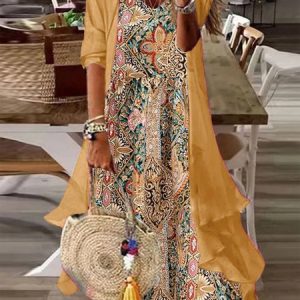 Ethnic Elegant Loose Two-Piece Set, Suit Set, color:Yellow|size:XXL, JustFashionNow