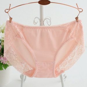 Casual Cotton Lace Briefs, Briefs, color:Pink|size:4XL, JustFashionNow
