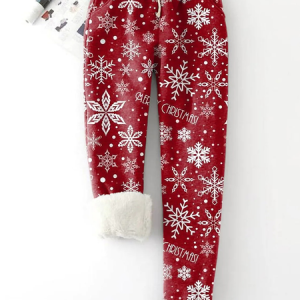 Snowflake Loose Casual Pants, Pants, color:Red|size:XXL, JustFashionNow