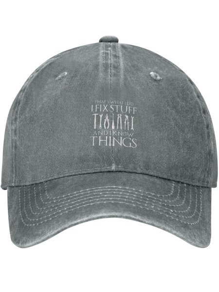 I Fix Stuff Hobby Text Letters Adjustable Hat, color:Gray|size:One-size, Lilicloth.com