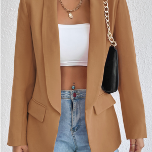 Shawl Collar Regular Fit Casual Blazer, Blazers, color:Khaki|size:XXL, JustFashionNow