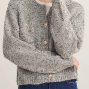 Women Casual Button Regular Fit Wool Cardigan Autumn Winter Sweater, Sweaters, color:Gray|size:One-size, JustFashionNow