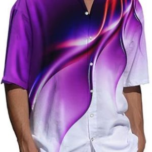 Men's Casual Ombre Aurora Shirt Urban Daily Hawaiian Vacation Clothing, Shirts ＆ Blouse, color:Purple|size:3XL, JustFashionNow