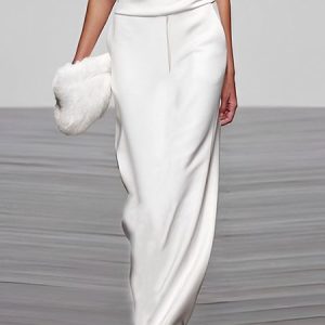 Regular Fit Elegant Plain Long Skirt, Skirts, color:White|size:XXL, Stylewe