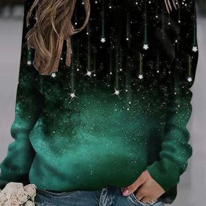 Casual Loose Ombre Crew Neck Sweatshirt, Sweatshirts & Hoodies, color:Green|size:XXL, JustFashionNow