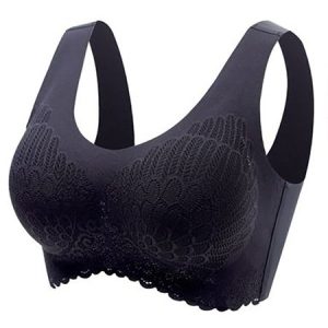 Feather Pattern Casual Jacquard Bra & Bralette, Wireless, color:Black|size:4XL, JustFashionNow