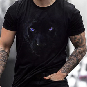 Casual Black Leopard Pattern Short Sleeve T-Shirt Street Daily Men's Clothing, T-Shirts, color:Purple|size:3XL, JustFashionNow