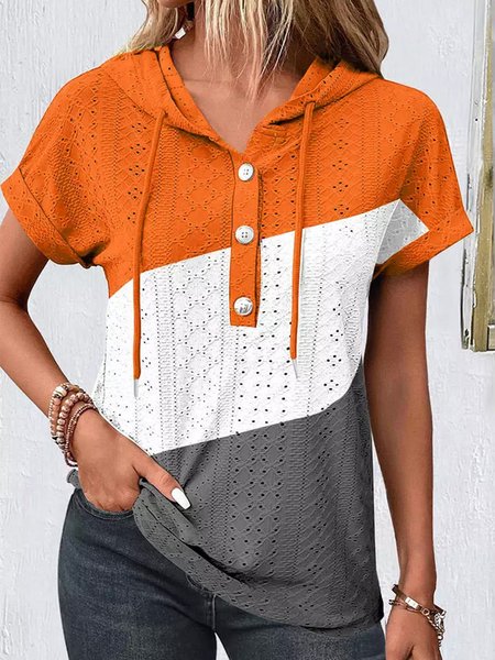 Multicolor Block Casual Loose Hoodie Hoodie, Sweatshirts & Hoodies, color:Orange|size:XXL, JustFashionNow