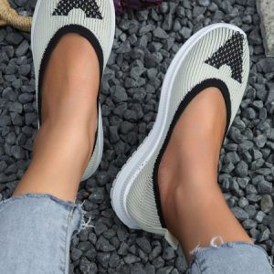Casual Black and White Contrast Color Fly Knit Sneakers, Sneakers, color:Black-white|size:43, JustFashionNow