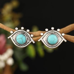 Retro Abstract Ethnic Pattern Turquoise Earrings Vacation Casual Women's Jewelry, Earrings, color:As Picture|size:One-size, JustFashionNow