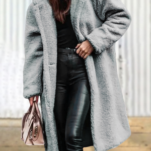 Casual Shawl Collar Fluff/Granular Fleece Fabric Teddy Jacket, Coats, color:Gray|size:XXL, JustFashionNow