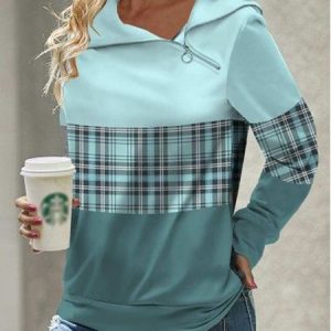 Casual Asymmetrical Collar Color Block Sweatshirt, Hoodies & Sweatshirts, color:Blue|size:XXL, Noracora