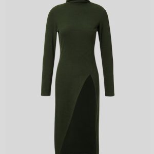 Stylewe Fall Long Sleeve Simple Turtleneck Daily Simple Daily Top, Tops, color:Deep Green|size:XXL, Stylewe