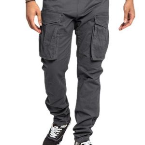 Plain Loose Casual Cargo Pants, Pants, color:Deep Gray|size:4XL, JustFashionNow