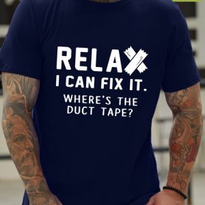 Men Funny Graphic Relax I Can Fix It Waterproof Oilproof And Stainproof Fabric T-Shirt, color:Blue|size:3XL, Lilicloth.com