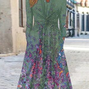 Abstract Casual Jersey Dress, Dresses, color:Green|size:XXL, JustFashionNow