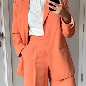 Loose Lapel Collar Long sleeve Plain Urban Blazer, Blazers, color:Light Orange|size:XXL, Stylewe