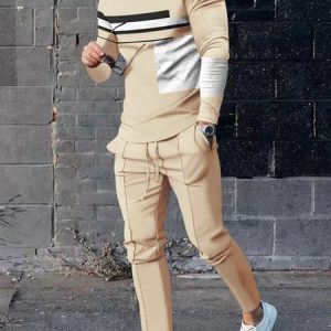 Casual Crew Neck Two-Piece Set, Suit Set, color:Color10|size:3XL, JustFashionNow