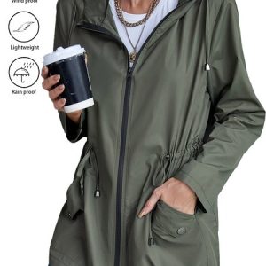 Casual Plain Shawl Collar water proof Jacket, Jackets, color:Army Green|size:XL, JustFashionNow