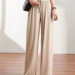 Casual Plain Regular Fit Pants, Pants, color:Apricot|size:One-size, JustFashionNow