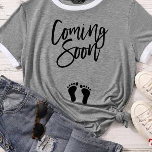 Lilicloth X Funnpaw Women's Coming Soon Pregnancy Announcement Matching T-Shirt, color:Gray|size:XXL, Lilicloth.com