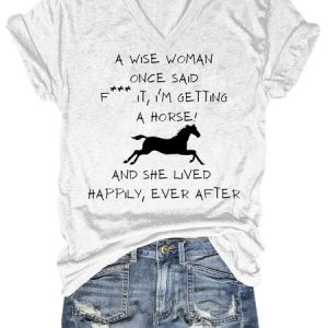 Lilicloth x Kat8lyst I'm Getting A Hourse And She Lived Happily Ever After Women's T-Shirt, color:White|size:3XL, Lilicloth.com