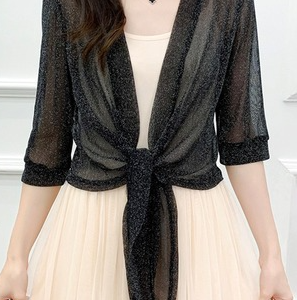 Casual Plain Knot Front Kimono, Cardigans, color:Black|size:XXL, JustFashionNow