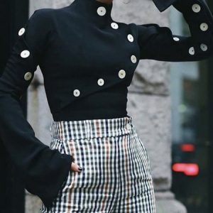 Long sleeve Urban Daily Tight Shirt, Blouses and Shirts, color:Black|size:XXL, Stylewe