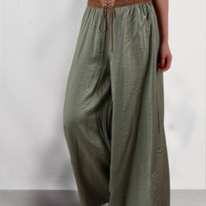 Linen Vacation Loose Casual Pants, Pants, color:Green|size:XXL, JustFashionNow