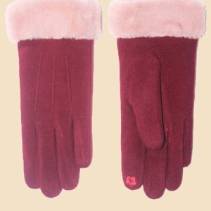 Solid Panel Wool Blend Thermal Gloves, Women Gloves, color:Color10|size:One-size, JustFashionNow