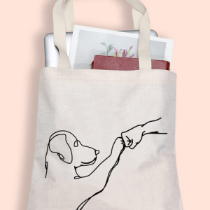 Dog Fist Bump Casual Regular Fit Shopping Tote, color:White|size:One-size, Lilicloth.com