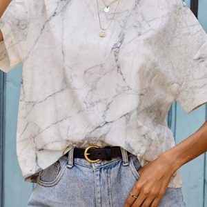 Abstract Casual Regular Fit T-Shirt, T-Shirts, color:White|size:XXL, JustFashionNow