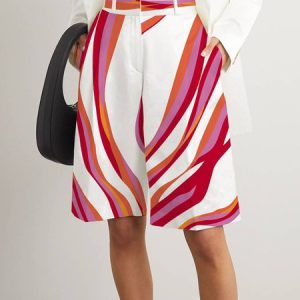 Loose Urban Abstract Stripes Shorts, Shorts, color:White|size:XXL, Stylewe